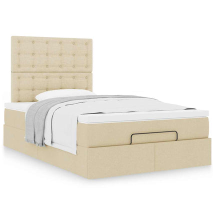 osmannisk sengeramme med madras 120x190 cm stof cremefarvet