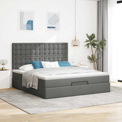 osmannisk sengeramme med madras 160x200 cm stof mørkegrå