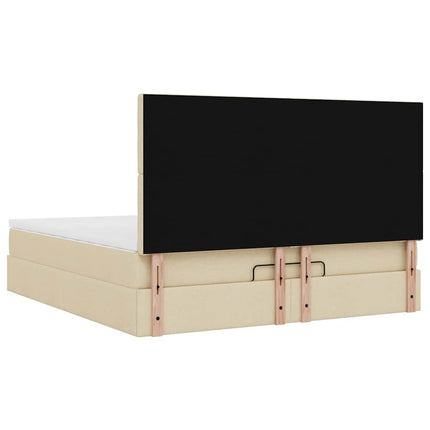 osmannisk sengeramme med madras 160x200 cm stof cremefarvet