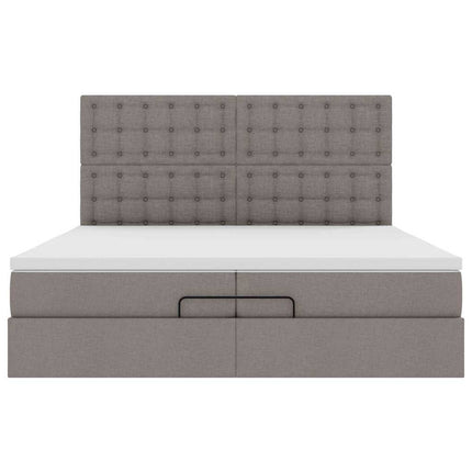 osmannisk sengeramme med madrasser 200x200 cm stof gråbrun