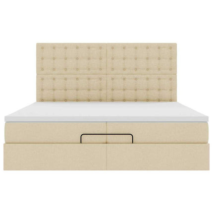 osmannisk sengeramme med madrasser 200x200 cm stof cremefarvet