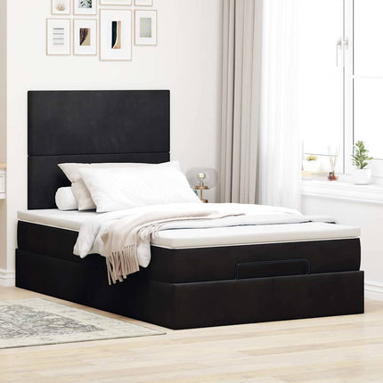 osmannisk sengeramme med madrasser 120x190 cm fløjl sort