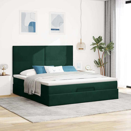 osmannisk sengeramme med madrasser 160x200 cm fløjl mørkegrøn