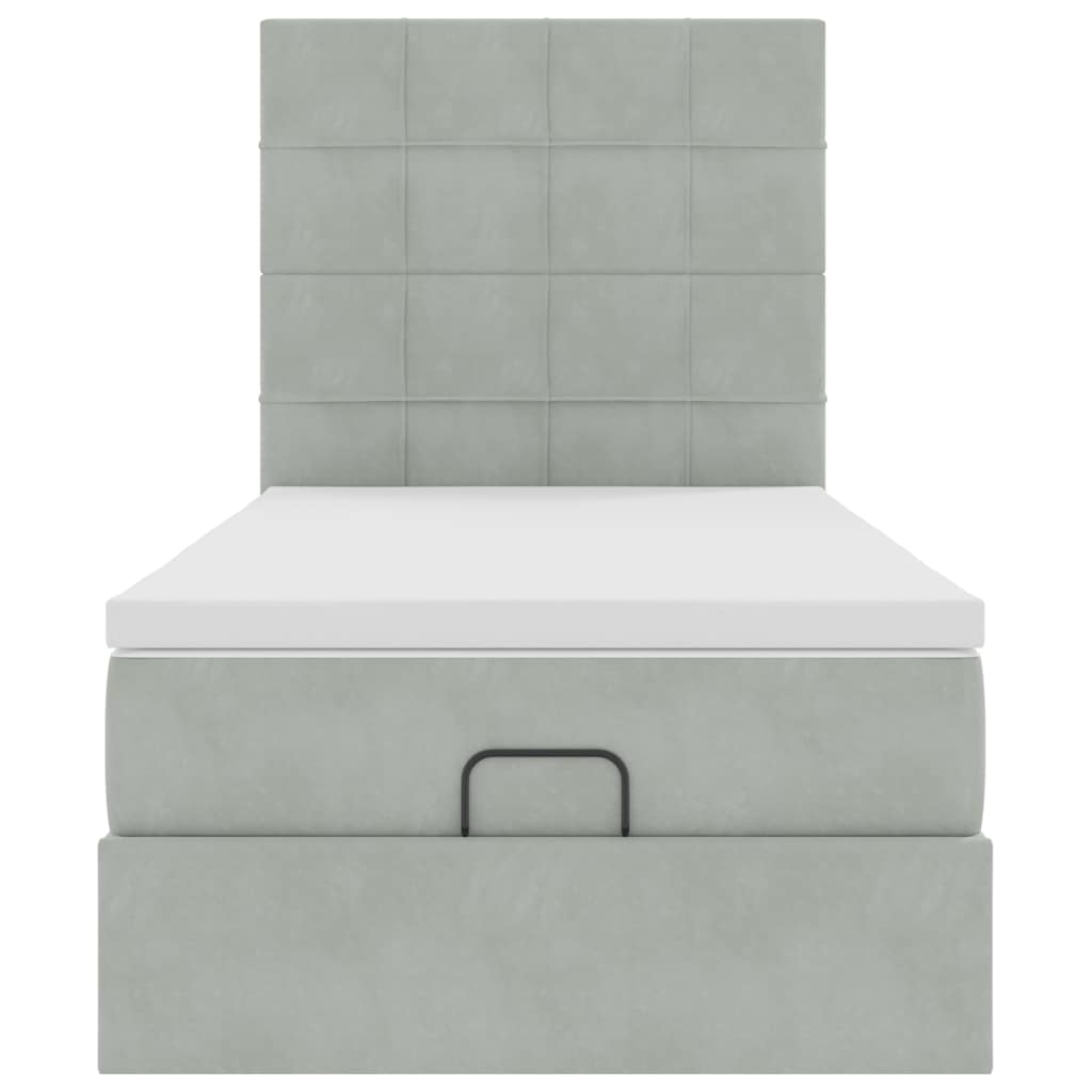 osmannisk sengeramme med madrasser 90x200 cm fløjl lysegrå