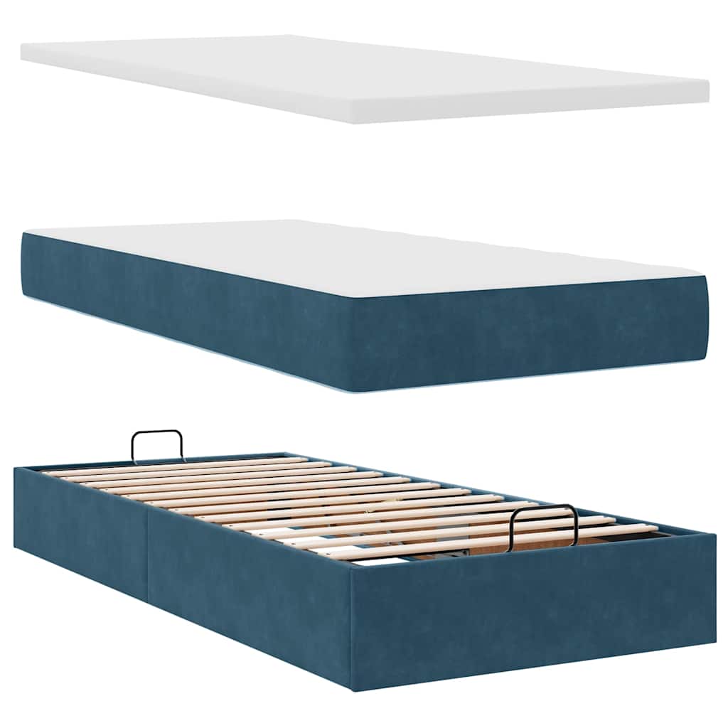 osmannisk sengeramme med madrasser 100x200 cm fløjl mørkeblå