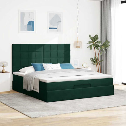 osmannisk sengeramme med madrasser 160x200 cm fløjl mørkegrøn