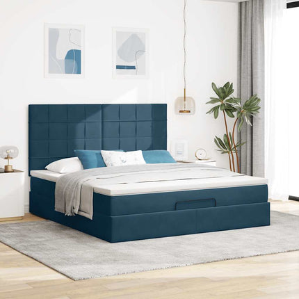 osmannisk sengeramme med madrasser 160x200 cm fløjl mørkeblå