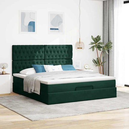 osmannisk sengeramme med madrasser 160x200 cm fløjl mørkegrøn