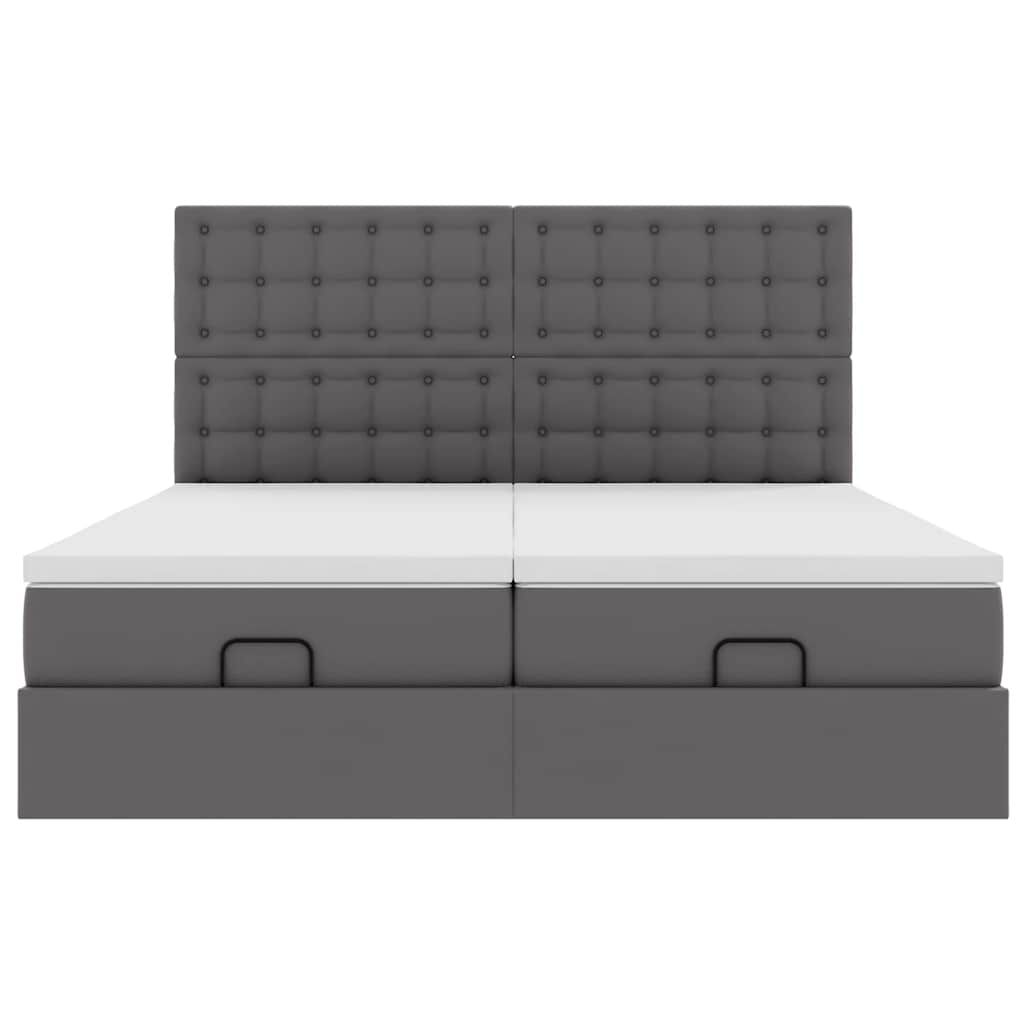 osmannisk sengeramme med madrasser 180x200 cm kunstlæder grå