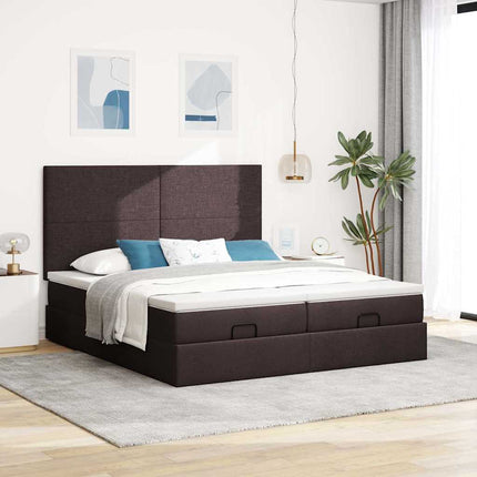 osmannisk sengeramme med madrasser 160x200 cm stof mørkebrun