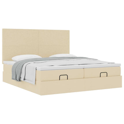 osmannisk sengeramme med madrasser 200x200 cm stof cremefarvet