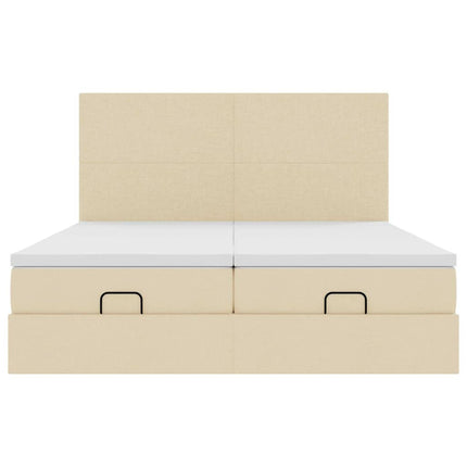 osmannisk sengeramme med madrasser 200x200 cm stof cremefarvet