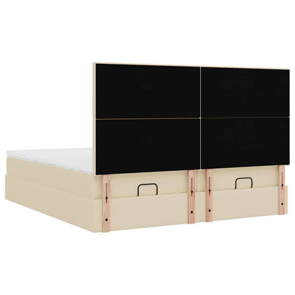 osmannisk sengeramme med madrasser 200x200 cm stof cremefarvet