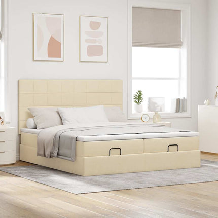osmannisk sengeramme med madrasser 160x200 cm stof cremefarvet
