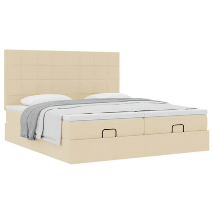 osmannisk sengeramme med madrasser 160x200 cm stof cremefarvet