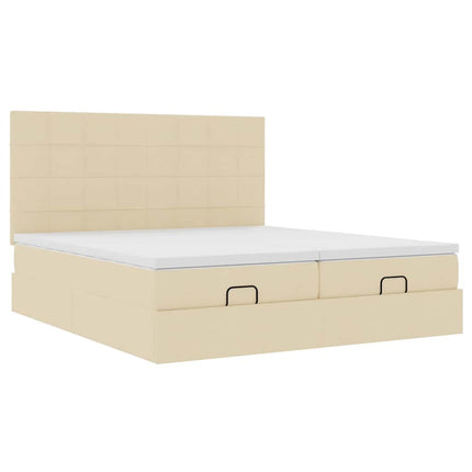 osmannisk sengeramme med madrasser 160x200 cm stof cremefarvet