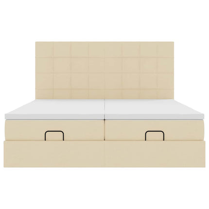 osmannisk sengeramme med madrasser 160x200 cm stof cremefarvet