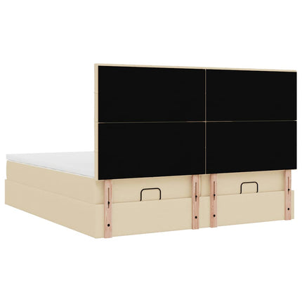 osmannisk sengeramme med madrasser 160x200 cm stof cremefarvet
