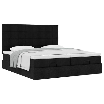 osmannisk sengeramme med madrasser 200x200 cm stof sort