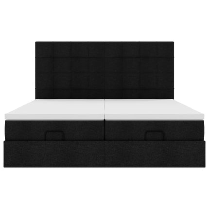 osmannisk sengeramme med madrasser 200x200 cm stof sort