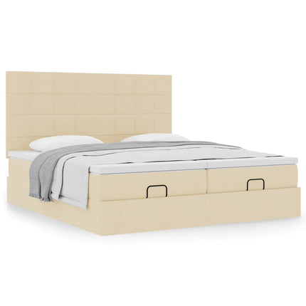 osmannisk sengeramme med madrasser 200x200 cm stof cremefarvet