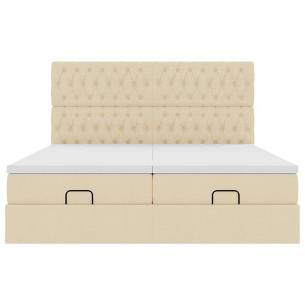 osmannisk sengeramme med madrasser 180x200 cm stof cremefarvet