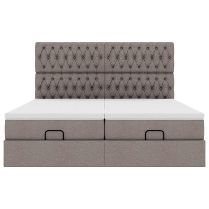 osmannisk sengeramme med madrasser 200x200 cm stof gråbrun