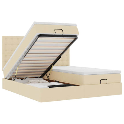 osmannisk sengeramme med madrasser 160x200 cm stof cremefarvet