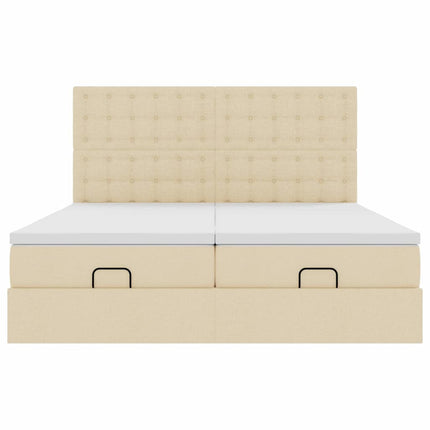 osmannisk sengeramme med madrasser 160x200 cm stof cremefarvet