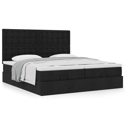 osmannisk sengeramme med madrasser 180x200 cm stof sort