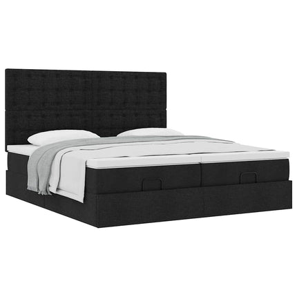 osmannisk sengeramme med madrasser 180x200 cm stof sort