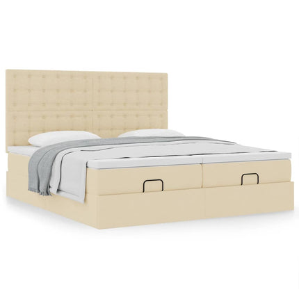 osmannisk sengeramme med madrasser 200x200 cm stof cremefarvet