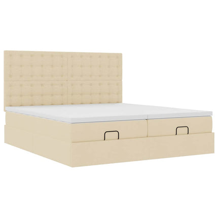 osmannisk sengeramme med madrasser 200x200 cm stof cremefarvet