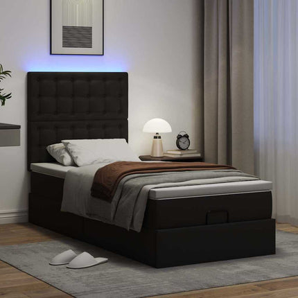 osmannisk sengeramme med madras 90x190 cm kunstlæder sort