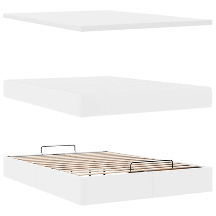 osmannisk sengeramme med madras 140x190 cm kunstlæder hvid