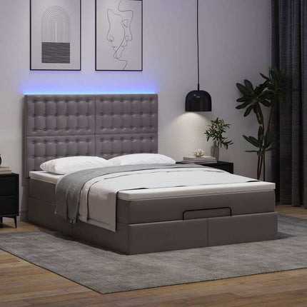 osmannisk sengeramme med madras 140x190 cm kunstlæder grå
