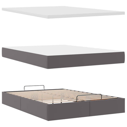 osmannisk sengeramme med madras 140x190 cm kunstlæder grå