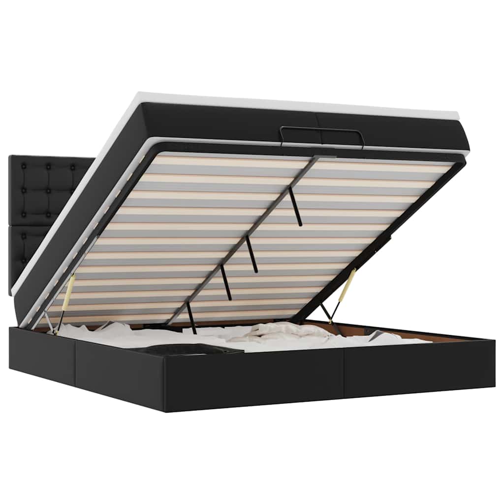 osmannisk sengeramme med madrasser 200x200 cm kunstlæder sort