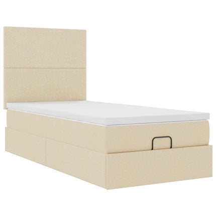 osmannisk sengeramme med madras 80x200 cm stof cremefarvet