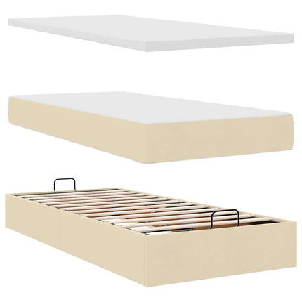osmannisk sengeramme med madras 80x200 cm stof cremefarvet