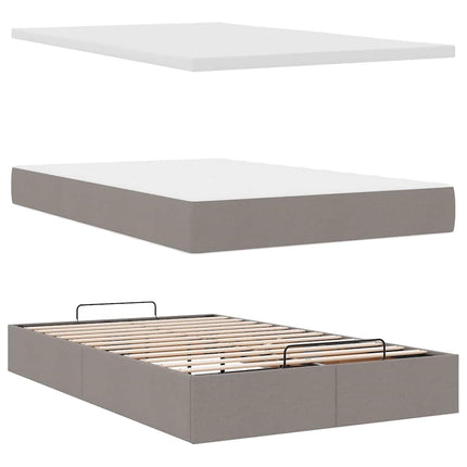 osmannisk sengeramme med madras 120x190 cm stof gråbrun