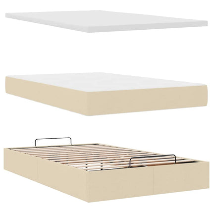 osmannisk sengeramme med madras 120x190 cm stof cremefarvet