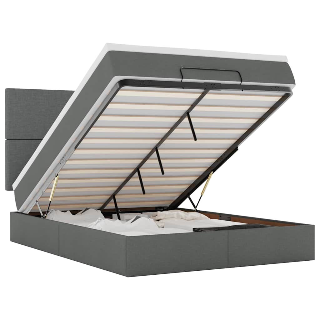 osmannisk sengeramme med madras 140x200 cm stof mørkegrå