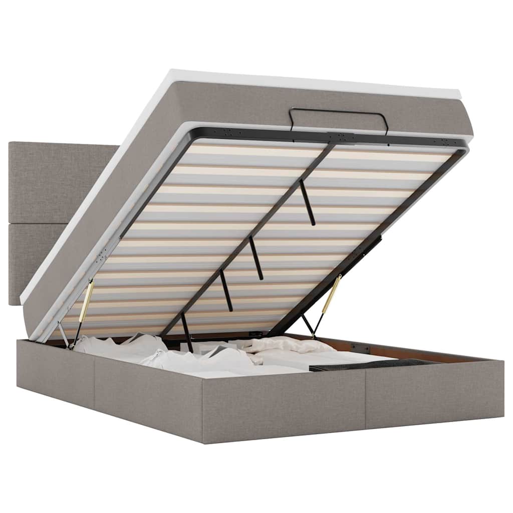 osmannisk sengeramme med madras 140x200 cm stof gråbrun