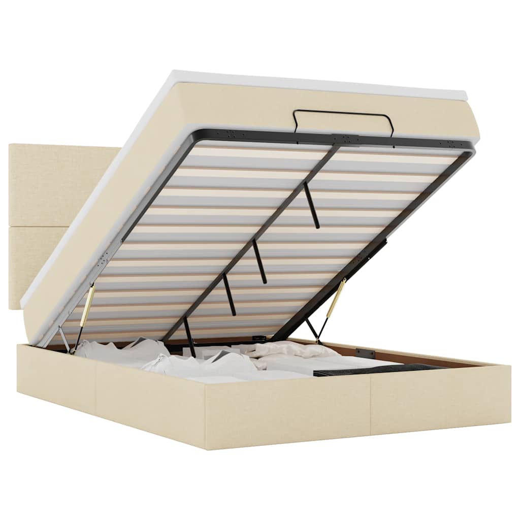 osmannisk sengeramme med madras 140x200 cm stof cremefarvet