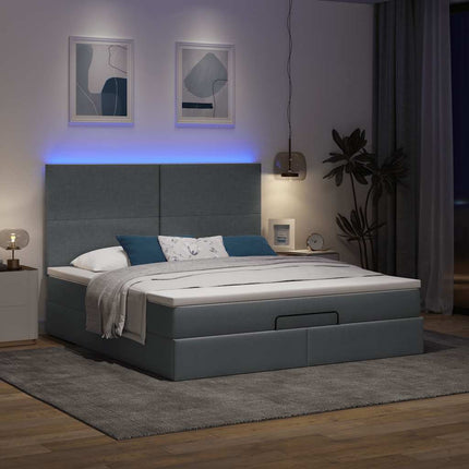 osmannisk sengeramme med madras 160x200 cm stof mørkegrå