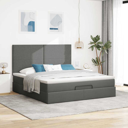 osmannisk sengeramme med madras 160x200 cm stof mørkegrå