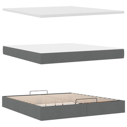osmannisk sengeramme med madras 160x200 cm stof mørkegrå