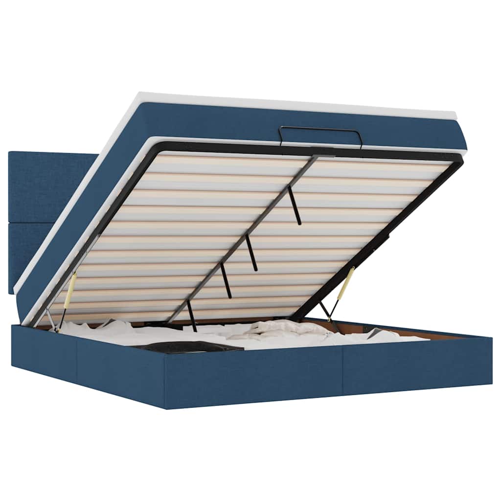 osmannisk sengeramme med madras 160x200 cm stof blå