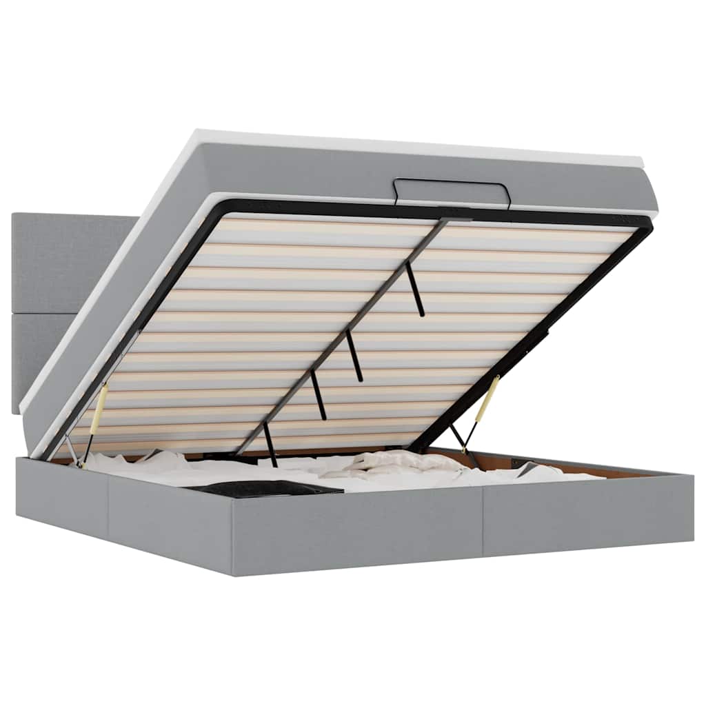 osmannisk sengeramme med madras 180x200 cm stof lysegrå